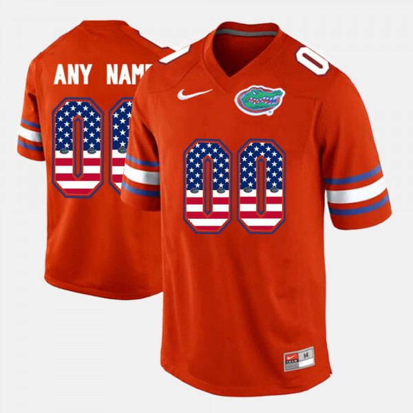 Florida Gators Men #00 US Flag Fashion Custom Jersey Orange