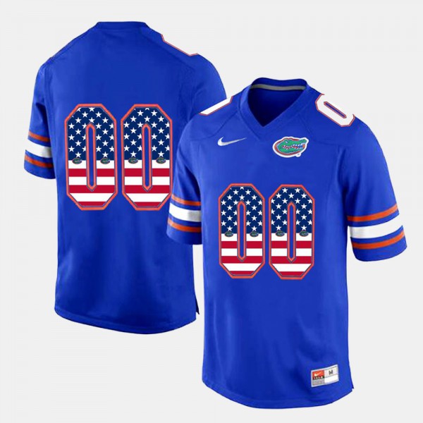 Florida Gators Men #00 US Flag Fashion Customized Jersey Royal Blue