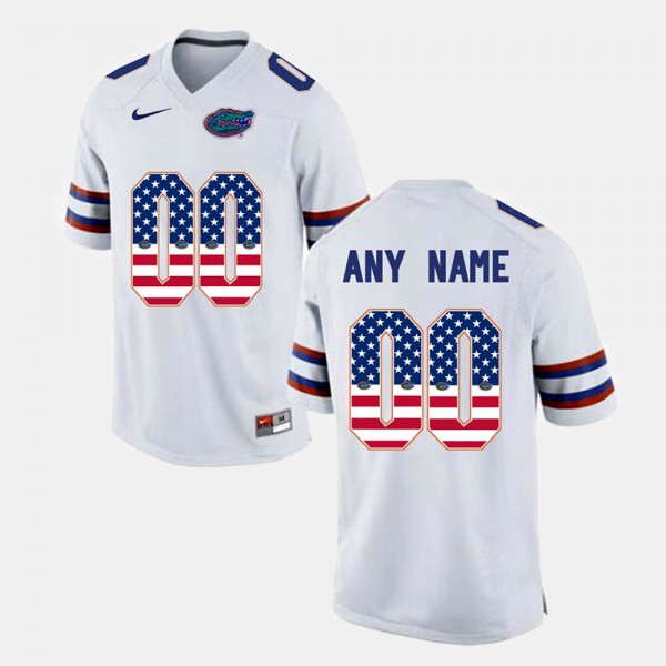 Florida Gators Men #00 US Flag Fashion Customized Jersey White